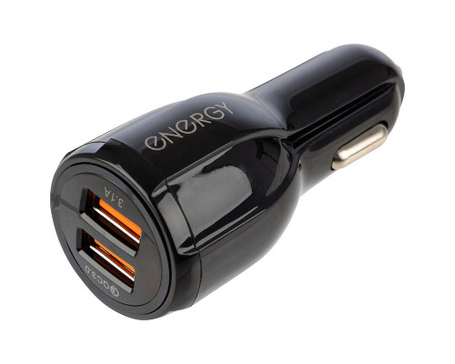 Автомобильное зарядное устройство Energy ET-16A, 2 USB, Q3.0, цвет - чёрный
