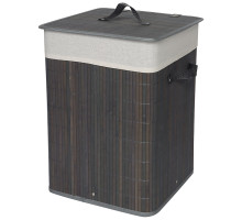 Бамбуковая корзина с ручками по бокам и откидной крышкой, размер: 35*35*50см цвет серый