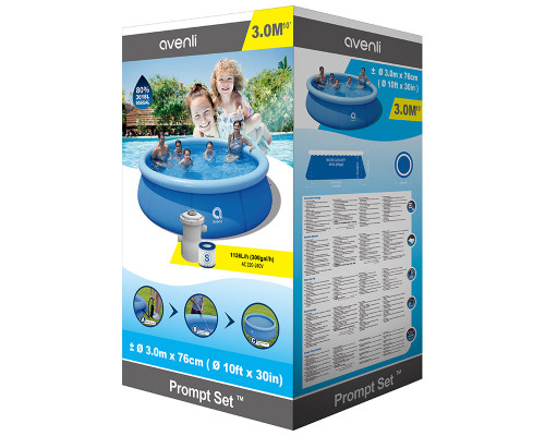 Бассейн круглый Avenli 3.0м*76cм 17793EU, фильтр-насос 300 галлонов