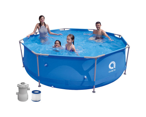 Бассейн круглый со стальным каркасом Avenli 3.0м*76cм 17798EU, фильтр-насос 300 галлонов