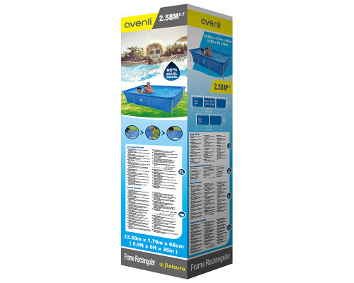 Бассейн прямоугольный со стальным каркасом Avenli 2.58м*1.79м*66cм 17805