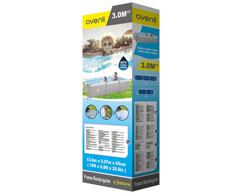 Бассейн прямоугольный со стальным каркасом Avenli 3.0м*2.07м*65cм 17771