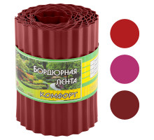 Бордюр для газонов, грядок КОМФОРТ (эконом) H=15 cm, L=9 m красный