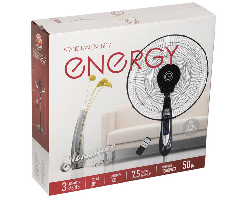 Вентилятор Energy ELEGANCE EN-1624 с пультом 16"  черный 1шт/коробка