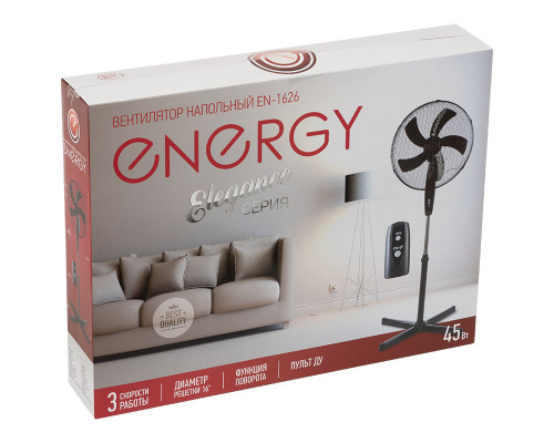 Вентилятор Energy ELEGANCE EN-1626 с пультом 16"  черный 1шт/коробка