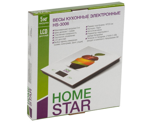 Весы кухонные электронные HOMESTAR HS-3006, 5 кг, яблоко