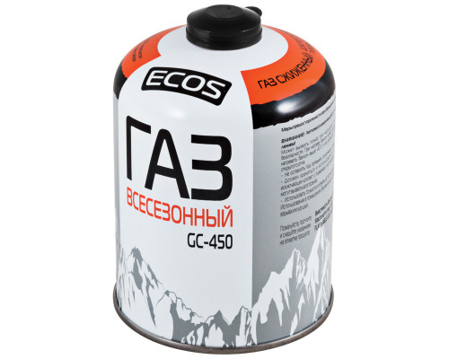 Газ всесезонный т.м. ECOS в баллоне GC-450 (резьбовой EPI-GAS, 450 г, Корея)