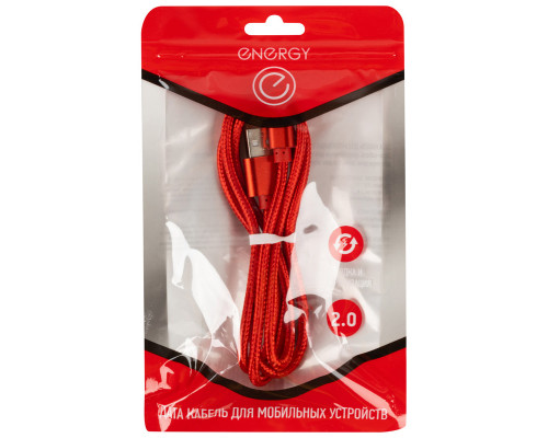 Кабель Energy ET-26 USB/Lightning, цвет - красный