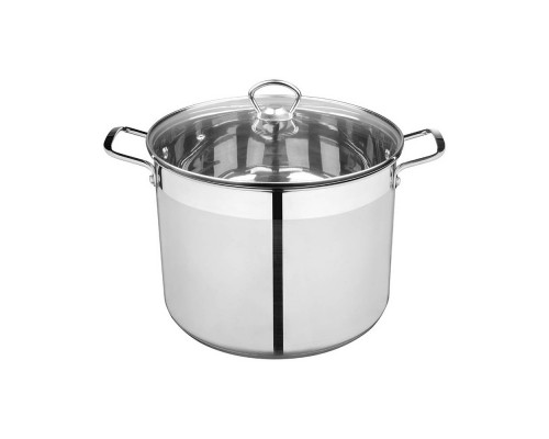 Кастрюля CULINARIA, объем 10,6 л, из нерж стали с крышкой из жаропрочного стекла