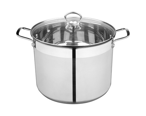Кастрюля CULINARIA, объем 10,6 л, из нерж стали с крышкой из жаропрочного стекла
