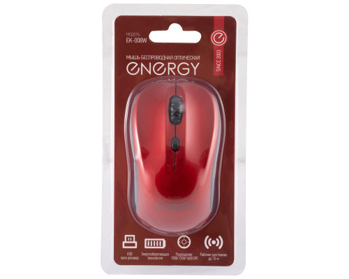 Мышь беспроводная оптическая Energy EK-008W, цвет - чёрно/красный