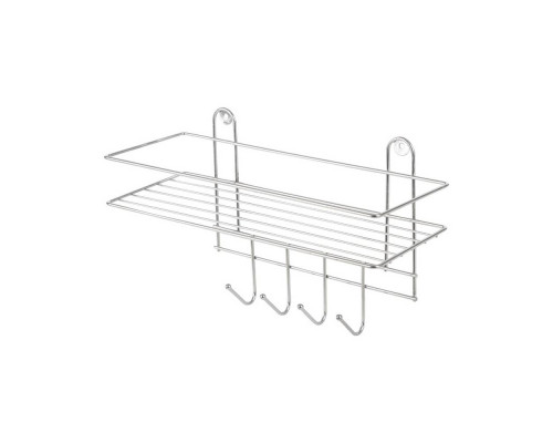 Полка настенная Lecco Plus 33*12,5*21 см 4 крючка хром