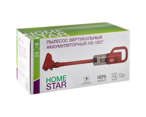 Пылесос вертикальный аккумуляторный HomeStar HS-1027 красный