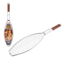 Решетка для барбекю ECOS RD-114D (универс. рыба/мясо, р-р 40х15х2см, общая длина 68 см, хром.)