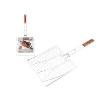 Решетка для барбекю ECOS RD-117W (рыбная, 3 секции, р-р 28х28х1,5см, общая длина 63 см, хром.)