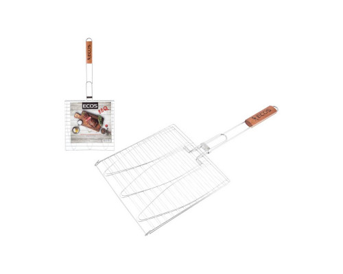 Решетка для барбекю ECOS RD-117W (рыбная, 3 секции, р-р 28х28х1,5см, общая длина 63 см, хром.)