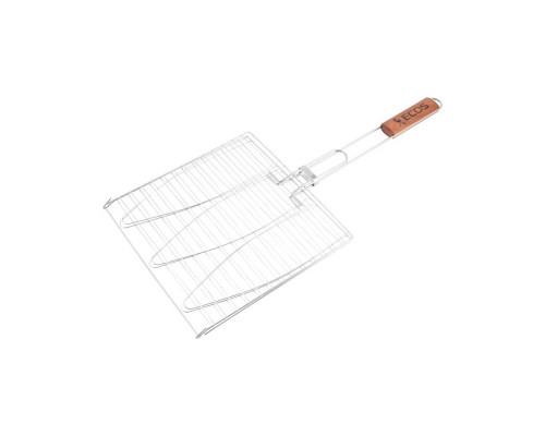 Решетка для барбекю ECOS RD-117W (рыбная, 3 секции, р-р 28х28х1,5см, общая длина 63 см, хром.)