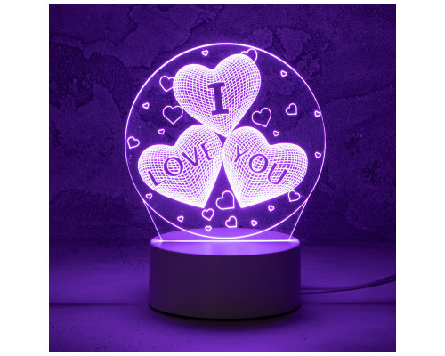 Светильник декоративный Energy EN-NL 22 3D три сердца