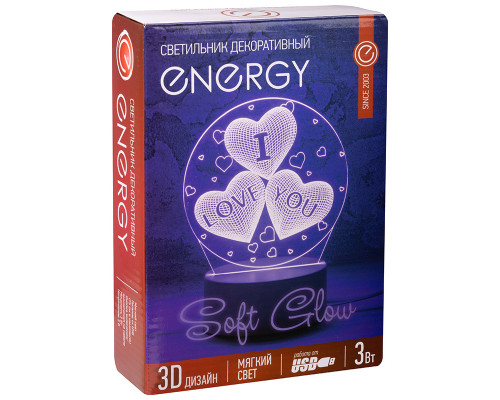 Светильник декоративный Energy EN-NL 22 3D три сердца