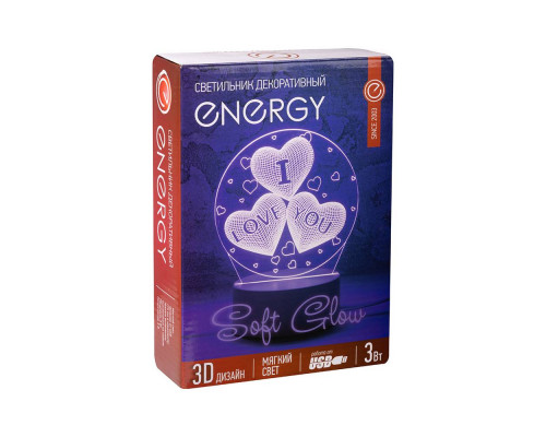 Светильник декоративный Energy EN-NL 22 3D три сердца
