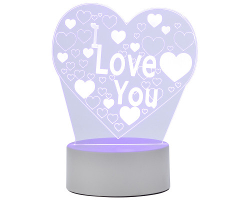 Светильник декоративный Energy EN-NL 23 3D сердце с надписью I LOVE YOU