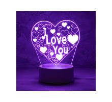 Светильник декоративный Energy EN-NL 23 3D сердце с надписью I LOVE YOU