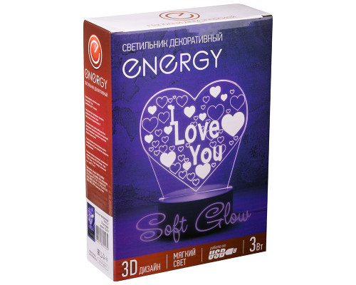 Светильник декоративный Energy EN-NL 23 3D сердце с надписью I LOVE YOU