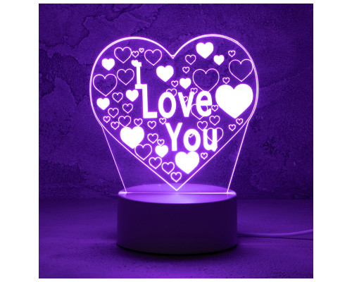 Светильник декоративный Energy EN-NL 23 3D сердце с надписью I LOVE YOU
