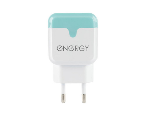 Сетевое зарядное устройство Energy ET-33, 2 USB разъёма, 2,1А, цвет - белый