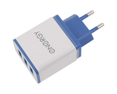 Сетевое зарядное устройство Energy ET-34, 3 USB разъёма, 2,1А, цвет - белый