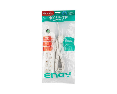 Сетевой фильтр ENGY "Сеть-2" 1,5м/5 роз. (ПВС 3*0,75) белый