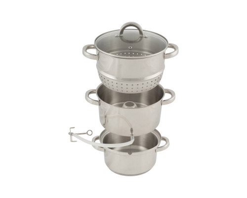 Соковарка из нерж стали MAL-JUICER-1, объем 6 л, 3 чаши, стекл крышка с пароотводом, зерк полир