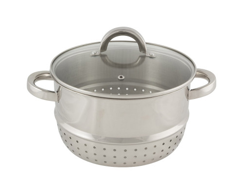 Соковарка из нерж стали MAL-JUICER-1, объем 6 л, 3 чаши, стекл крышка с пароотводом, зерк полир