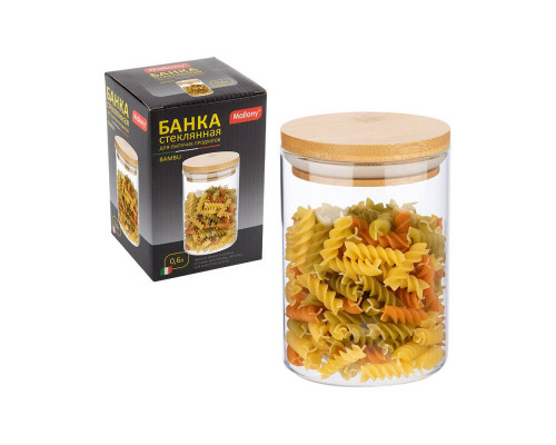 Стеклянная банка для сыпучих продуктов с крышкой BAMBU, объем: 0,6 л