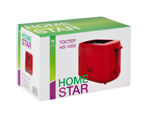 Тостер HomeStar HS-1050, цвет: красный, 750 Вт