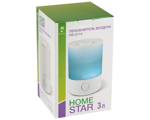 Увлажнитель воздуха Homestar HS-0114 105030 26Вт 3л ультразвук 180мл/ч настольный белый/голубой