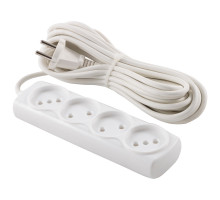 Удлинитель ENGY 186704 "Премиум" 7м 4роз. 1300Вт (ПВС 2х0,75) пластик/металл белый