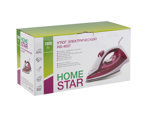 Утюг HOMESTAR HS-4007 (1800Вт, пар,спрей, паровой удар, самоочистка,тефлоновая подошва)