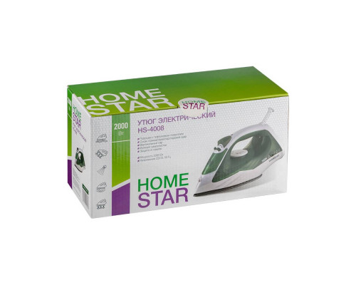 Утюг HomeStar HS-4008 бело-зеленый (2000Вт, пар, тефлоновая подошва, антинакипь)