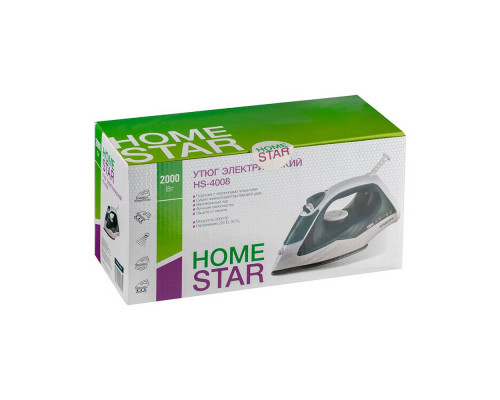 Утюг HomeStar HS-4008 бело-синий (2000Вт, пар, тефлоновая подошва, антинакипь)