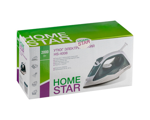 Утюг HomeStar HS-4008 бело-синий (2000Вт, пар, тефлоновая подошва, антинакипь)