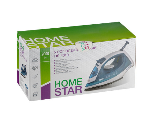 Утюг HomeStar HS-4010 бело-синий (2000Вт, пар, тефлоновая подошва, антинакипь)