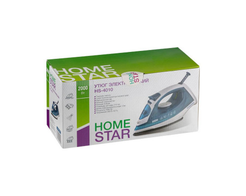Утюг HomeStar HS-4010 бело-синий (2000Вт, пар, тефлоновая подошва, антинакипь)