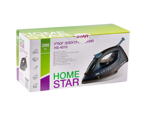 Утюг HomeStar HS-4010 черный  (2000Вт, пар, тефлоновая подошва, антинакипь)