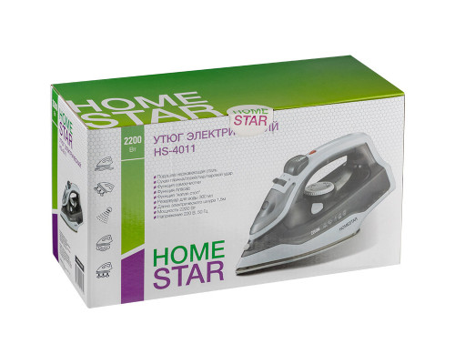 Утюг HomeStar HS-4011 серый  (2200Вт, пар, подошва нержавеющая сталь, антинакипь, капля стоп)