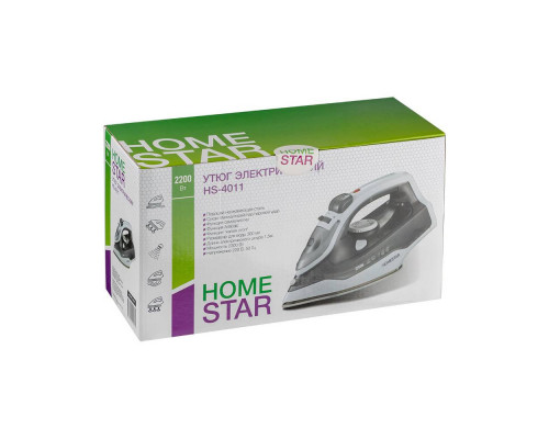 Утюг HomeStar HS-4011 серый  (2200Вт, пар, подошва нержавеющая сталь, антинакипь, капля стоп)