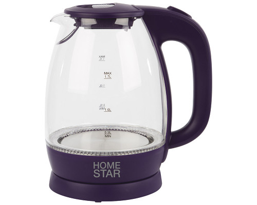 Чайник Homestar HS-1012 (1,7 л) стекло, пластик фиолетовый
