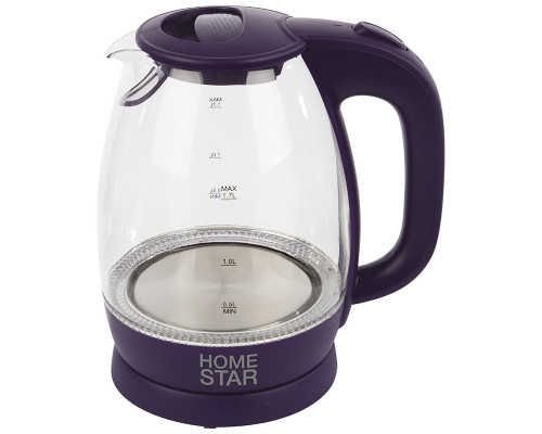 Чайник Homestar HS-1012 (1,7 л) стекло, пластик фиолетовый