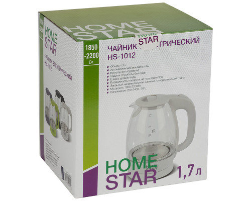 Чайник Homestar HS-1012 (1,7 л) стекло, пластик фиолетовый