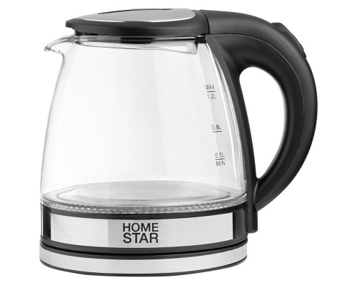 Чайник Homestar HS-1052 (1,2 л.) стекло, пластик черный